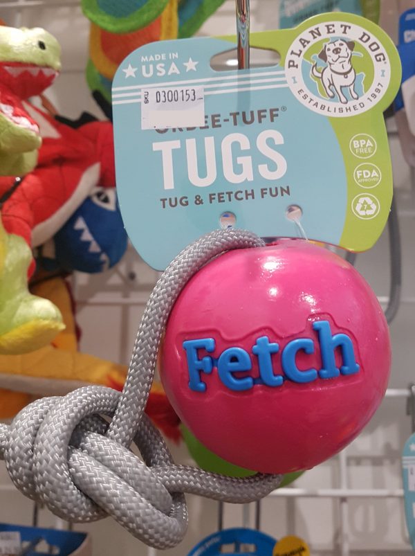 Orbee-Tuff Tugs fetch ball with rope (pink)